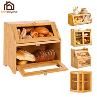 Boîte de rangement alimentaire multifonctionnelle en bambou transparent pour la cuisine et le salon - Étagère de table pour le thé et le pain
