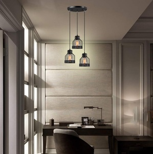 อุตสาหกรรมจี้ E27 ฐานโลหะ Caged VINTAGE แขวนจี้ 3-ไฟ Rustic จี้โคมไฟ - Product Image 3