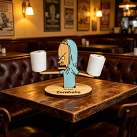 Porte-papier toilette en bois à double niveau Cornholio - Décoration de salle de bain de style dessin animé