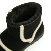 Bottes de neige pour femmes en cuir de vache et peau de mouton double face, chaussures d'hiver chaudes, fourrure, logo et style personnalisés, vente en gros OEM/ODM
