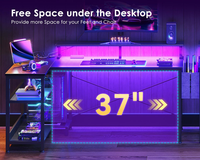 LEIENTE Table de jeu PC de bureau en gros avec éclairage LED RGB, table de course pour chaise de bureau gaming
