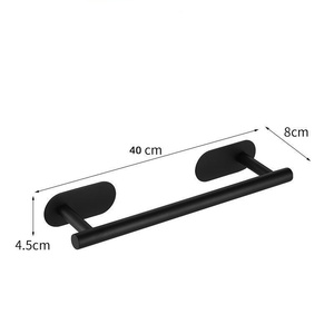Ensemble d'accessoires de salle de bain noir mat, barre porte-serviettes murale, porte-rouleau de papier toilette, crochets, design minimaliste, protection contre la corrosion - Product Image 3