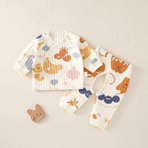 Invierno recién nacido 0-2 años bebé ropa de algodón Casual 2 uds niño pequeño niñas mameluco lindo estampado cárdigan Simple - Product Image 2