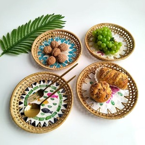 ตะกร้าหวายทำมือ ตะกร้าใส่ขนม จานใส่ของว่าง จานใส่เครื่องประดับ จัดเก็บเครื่องสำอาง ของตกแต่งห้องนั่งเล่น สไตล์เอเชียตะวันออกเฉียงใต้ - Product Image 4