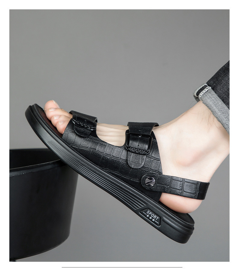 Men Leather Sandals Summer Casual Holiday Shoes Outdoor Beach Walking Footwear