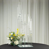Nouveau Porte-Bougie de Mariage en Cristal 3/5/8/9 Bras Support de Mariage Bougeoir en Verre Transparent pour Centre de Table de Mariage Décoration de Table