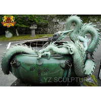 Statues de dragon en métal d'extérieur en gros, grandes statues de dragon en bronze antique, fontaine d'eau en bronze, sculpture