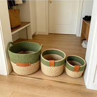 Paniers de rangement modernes en jonc de mer, écologiques, de haute qualité, personnalisables, avec poignées pour la décoration intérieure - Jardinières et pots de fleurs tressés