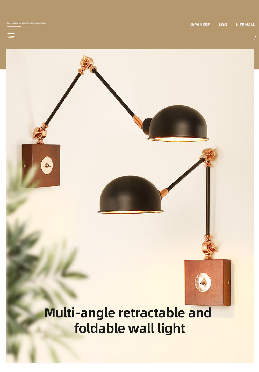 Vintage Swing Arm Wall Mounted Lamp E27 Bedroom Bedside Indoor Wooden led Reading Wall Lights for Home