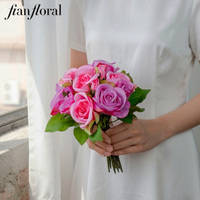 Bouquet de 25 cm de roses artificielles en bourgeons, mini roses en soie hautement réalistes, nouées à la main, écologiques, vente en gros