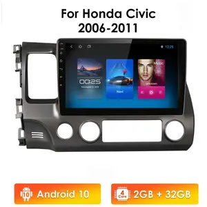 เครื่องเสียงรถยนต์ขนาด2 Din,เครื่องเล่นวิดีโอมัลติมีเดียระบบแอนดรอยด์11ระบบนำทาง GPS คาร์เพลย์สำหรับ Honda Civic 2005-2012