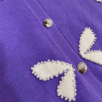 Vente en gros usine – Nouveau cardigan en maille douce unie, coupe oversize, épaules tombantes, avec patch papillon, manches longues, pour femme