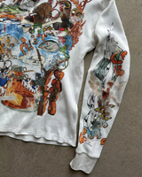 Camisetas Personalizadas al por Mayor con Impresión DTG, Camisetas Extra Grandes de Algodón Vintage con Lavado Ácido, Camiseta Gráfica de Manga Larga Tipo Waffle