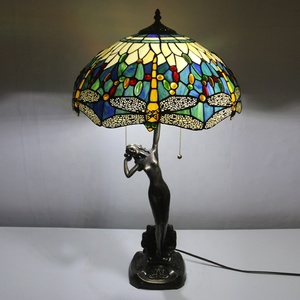 LongHuiJing 16-inches Dragonfly Tiffany Style Stained Glass Table Lamp 28.35-inch in Height - Product Image 3