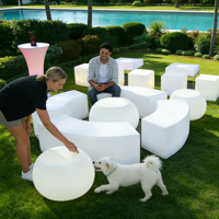 Ensemble de canapé de jardin en plastique LED portable, changement de couleur, étanche IP65, batterie rechargeable, télécommande, extérieur