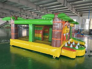 QIQU 5x5m <span class=keywords><strong>Lion</strong></span> King Adventure Park, structure gonflable combinée en PVC robuste et écologique, avec toboggan et parcours d'obstacles pour enfants - Product Image 3