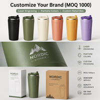 Mug de voyage isotherme en acier inoxydable à double paroi de 13 oz avec logo personnalisé, anti-fuite, couvercle détachable, maintien thermique de 12 à 24 heures