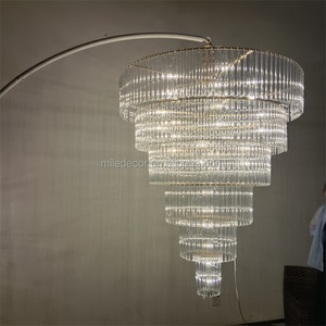 Fournitures de mariage lustre géant en or pour les événements de décoration de fête plafonniers suspendus à led claires - Product Image 2