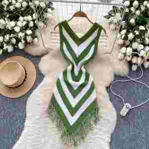 Vestido Midi Casual Asimétrico Vintage de Verano para Mujer, Vestido de Encaje con Borlas y Corte Imperio - Product Image 4