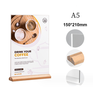 Rắn gỗ cơ sở dọc <span class=keywords><strong>Acrylic</strong></span> bảng chủ hiển thị thẻ cho A4 A5 A6 tổ chức cho quảng cáo siêu thị lưu trữ - Product Image 2