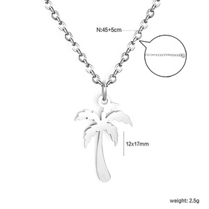 Collar con Colgante de Moda, Aleación de Zinc, Diseño de Árbol de Coco y Rayo, Color Plata y Oro, Joyería de Regalo Informal - Product Image 5