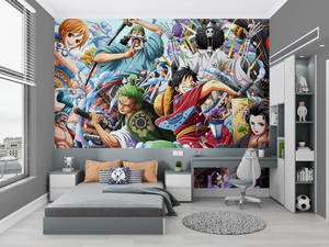 Carta da Parati Murale con Personaggi Anime One Piece per Camere dei Bambini, Stanze dei Ragazzi, Sale Giochi, Camere da Letto, Decorazione d'Interni a Tema Anime - Product Image 4