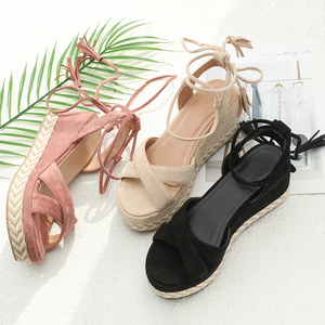 Nuovi Sandali Estivi da Donna <span class=keywords><strong>con</strong></span> Lacci, <span class=keywords><strong>Zeppa</strong></span> e Plateau, per Uso Interno ed Esterno - Product Image 1