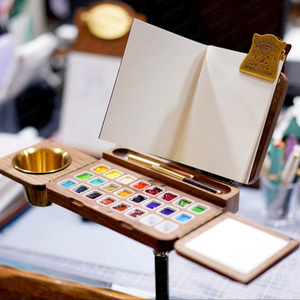 لوحة ألوان مائية خشبية من SINOART بـ 24 حفرة، لوحة فنان خشبية متعددة الوظائف للسفر - Product Image 5