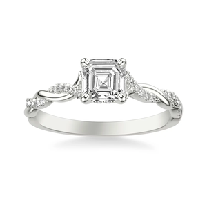 แหวนหมั้นเพชรทรง Asscher ขนาด 1-5 กะรัต ทองคำขาว 14K ดีไซน์เกลียวลายฝังเพชรด้านข้าง พร้อมใบรับรอง IGI สำหรับผู้หญิง - Product Image 2