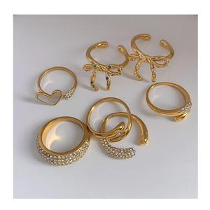 Anillos de Lujo de Acero Inoxidable con Diamantes Diseño Abierto de Lazo de Amor Personalizado Hip Hop Estilo INS Conjunto de Anillos de Lazo Joyería de Moda - Product Image 5