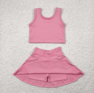 Gran oferta de ropa deportiva para niños, falda atlética para niños pequeños, trajes para niños y niñas, <span class=keywords><strong>chaleco</strong></span> sin mangas, y falda Top, traje de Yoga de dos piezas - Product Image 2
