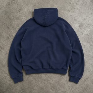 Sweat à capuche thermique personnalisé avec logo pour homme, style streetwear vintage, tricot gaufré, coupe oversize, molleton 100 % coton épais, écologique - Product Image 2