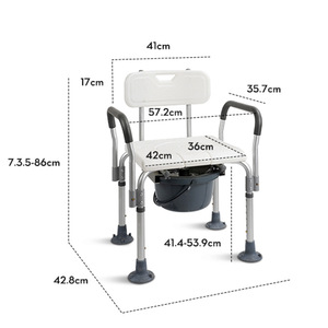 Adjustable <b>Commode</b> <b>Chair</b> With Backrest Aluminum Alloy Shower Toilet <b>Chair</b> For Elderly And Pregnant Women Home Use - Product Image 1
