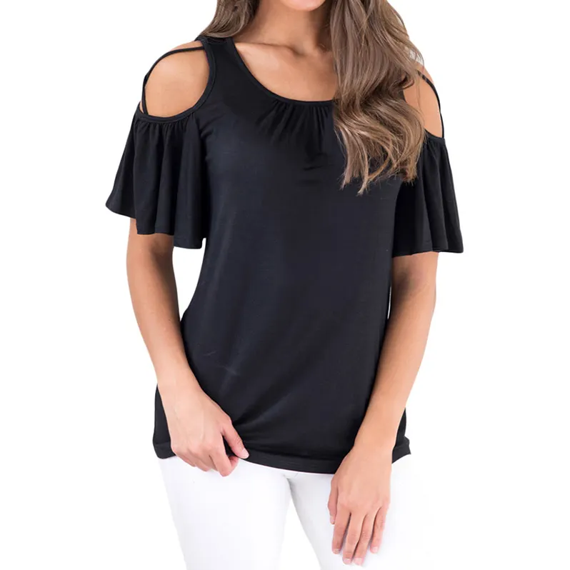 100% Cotton Eco-Friendly Summer Butterfly Sleeve Ladies' Blouses & Tops