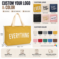 Sac fourre-tout en toile jaune naturel JC BASIC avec poignée, grande capacité, coutures durables, promotion de marque, vente en gros, marque privée