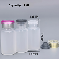 Vial Transparente para Inyección de Vacunas Veterinarias para Mascotas, 3 ml, Tapón de Goma PP/HDPE Estéril, Botella para Medicamentos Líquidos