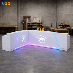 Ideas de diseño geniales <span class=keywords><strong>para</strong></span> mostradores de recepción en parques infantiles: Mostrador de recepción LED en forma de L, personalizado, blanco, Krion, <span class=keywords><strong>para</strong></span> gimnasios, hoteles y oficinas. - Product Image 6