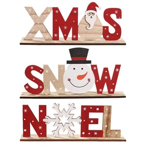 Ornements en bois en forme de lettres, nouvelles décorations de Noël en bois, ornements de bureau créatifs imprimés, best-sellers pour l'exportation. - Product Image 5