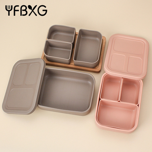 Sản phẩm hot Silicone Bento Hộp Ăn Trưa hình chữ nhật <span class=keywords><strong>container</strong></span> với có thể tháo rời ngăn cho trẻ em người lớn BPA free - Product Image 4