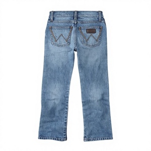 Wangsheng Boys' Vintage Slim Fit Mid Waist Medium Wash Straight-leg Denim <strong>Jean</strong> Spandex/Cotton Embossed Other Technics Model - Product Image 1