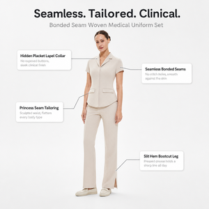Nahtloser Medizinischer Arbeitsanzug für Damen mit Reverskragen, Prinzessinnennaht und Bootcut-Hose – Ästhetik-Klinik & <span class=keywords><strong>Spa</strong></span> Uniform-<span class=keywords><strong>Set</strong></span> - Product Image 2