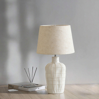 Lampe de table en céramique moderne avec abat-jour en lin, lampe de lecture LED à intensité variable pour la décoration de la maison, lampe de bureau, base E27, alimentation secteur AC