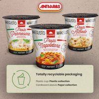 Taza de pasta italiana instantánea NAPOLETANA 55g on-the-Go MADE IN ITALY Selección GVERDI de alta calidad Pasta instantánea Fusilli Tomate Sauc