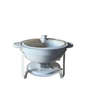 Réchaud de buffet rond en acier inoxydable blanc, à alcool, amovible, pour usage en restauration - Product Image 4