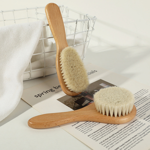 Juego de cepillo y peine de madera para bebé, cerdas de cabra naturales, ayuda a prevenir la capazo - Product Image 2