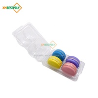 Emballage en blister pour macarons à 4 compartiments, plateau à charnière en plastique PET transparent pour biscuits, baklava, dessert