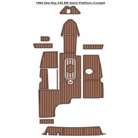 Tapis de pont en mousse EVA imitation teck pour plateforme de bain et cockpit de bateau Sea Ray 220 BR 1992, style SeaDek MarineMat, auto-adhésif