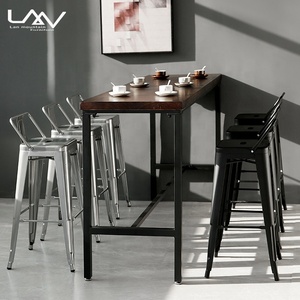 Modern tasarım endüstriyel Cafe Restaurant Bar tabure restoran yüksek ahşap Bar yüksekliği sandalyeler ve masalar - Product Image 1