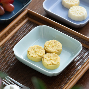 Assiette carrée en céramique, plat à collation en porcelaine pour salon de thé, fête, style simple - Product Image 3