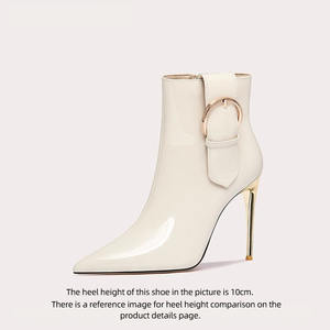 מגפי קרסול נשים עם אבזם דק אבזם מחודד, ציצי קצר ציצי קצר לאביב ולסתיו צבעים מותאמים אישית - Product Image 5